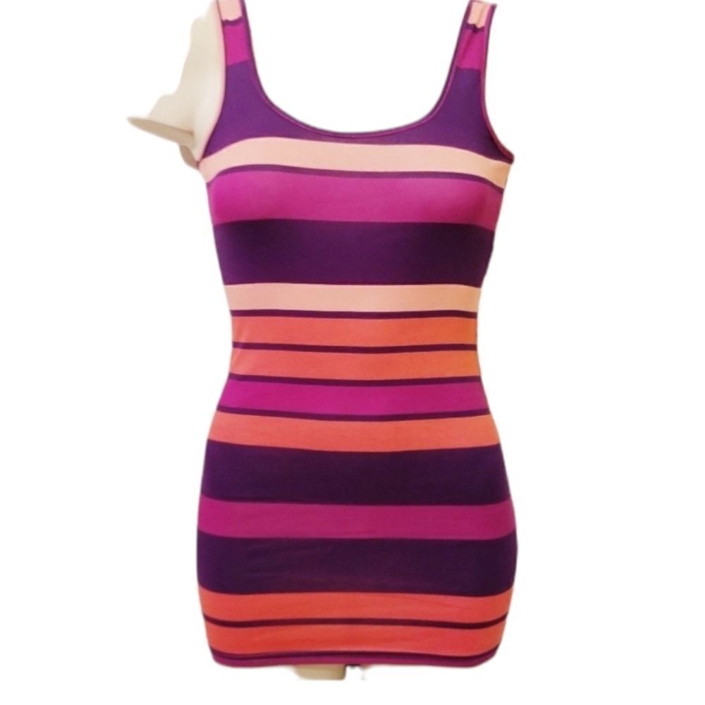 Local Green Pink Striped Tank Top Size S‎